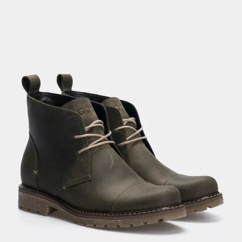 Women’s Green Aged Leather Desert Boots