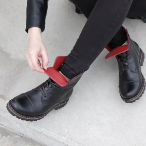 Women’s Black Military Chunky Leather Boots