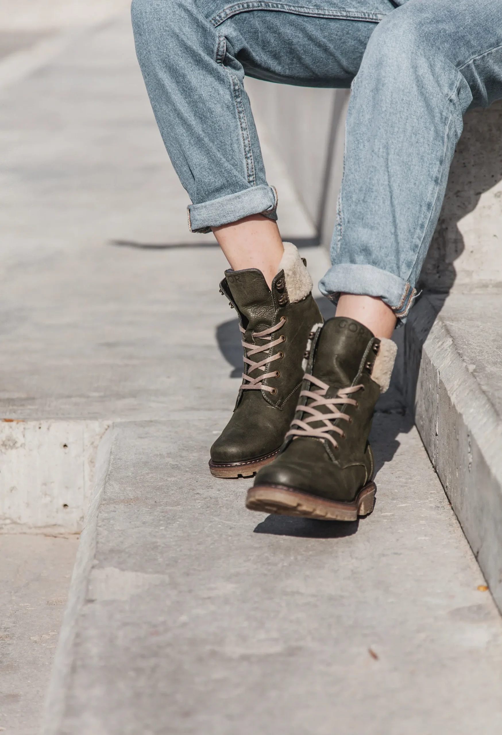 Women’s Olive Nubuck Lace-up Ankle Boots