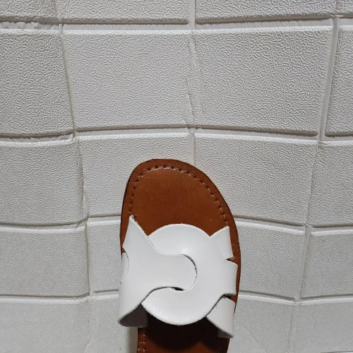 Women’s White Interlocking Strap Moroccan Slides