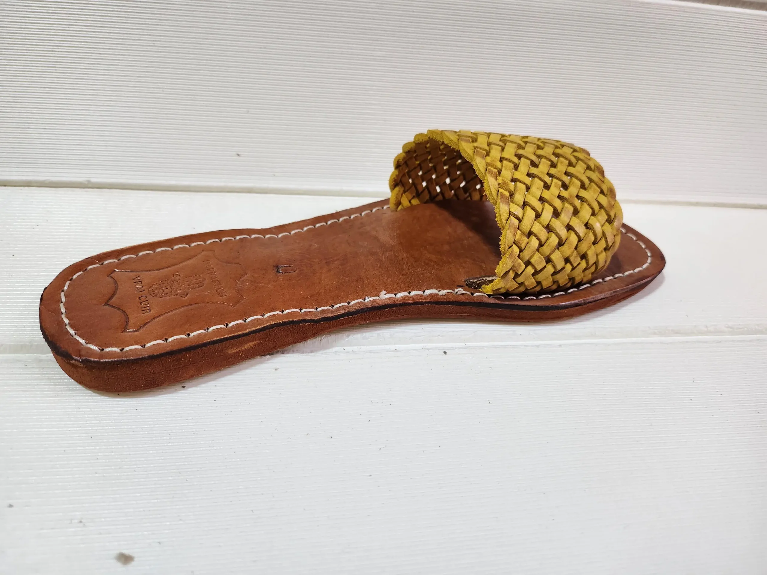 Women’s Yellow Woven Moroccan Leather Flats